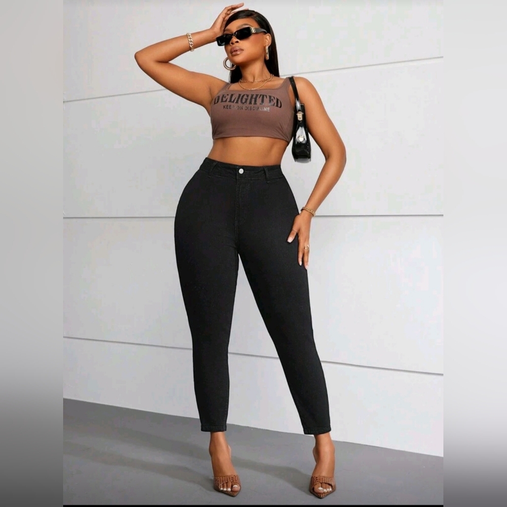 SHEIN Women's slim-fit pants high-waisted suitable for business casual BLACK